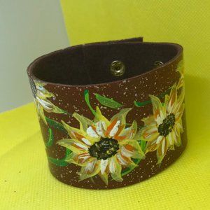 Adjustable Sunflower cuff bracelet